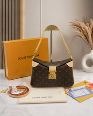 Louis Vuitton Twinny Handbag Brown White Monogram Canvas With OG Box Dust Cover & Carry Bag 9055 Presbyopia White