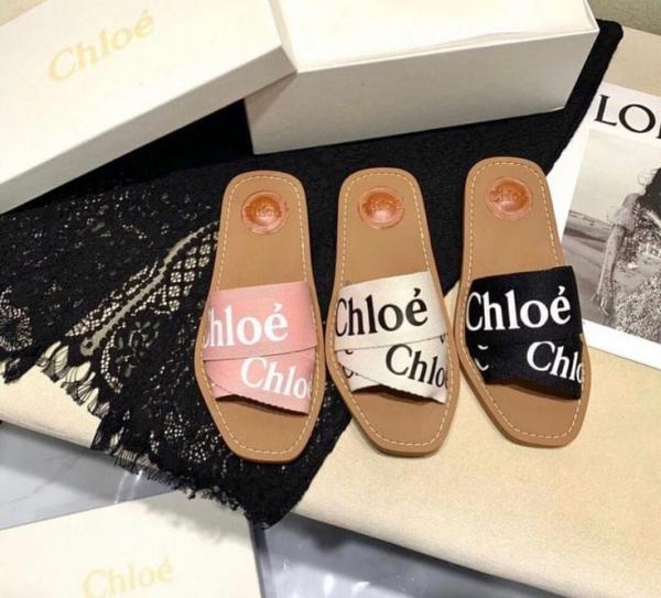 Chloe Premium Woody Slides Flat With OG Box Dust Cover Pink