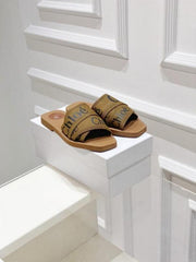 Chloe Premium Woody Slides Flat With OG Box Dust Cover Brown