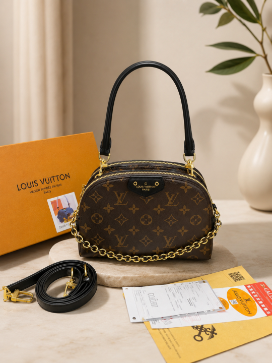Louis Vuitton Be Alma bag in Monogram Canvas Top Handle With OG Box Dust Cover & Carry Bag 60451 Black Monogram