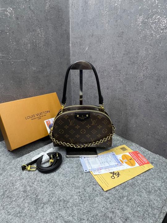 Louis Vuitton Be Alma bag in Monogram Canvas Top Handle With OG Box Dust Cover & Carry Bag 60451 Black Monogram