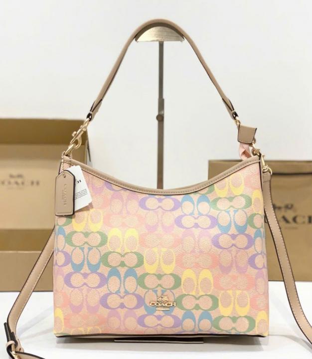 Coach Laurel Shoulder Bag Rainbow Signature Canvas With OG Box Dust Cover 145