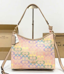 Coach Laurel Shoulder Bag Rainbow Signature Canvas With OG Box Dust Cover 145