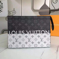 Louis Vuitton Pochette Voyage MM Clutch With Dust Cover & OG Box Black White M61692