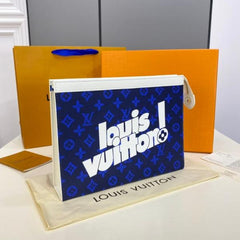 Louis Vuitton Pochette Voyage MM Clutch With Dust Cover & OG Box Black White M61692