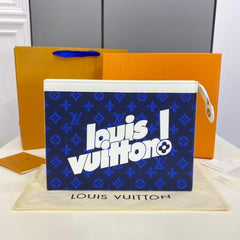 Louis Vuitton Pochette Voyage MM Clutch With Dust Cover & OG Box Black White M61692