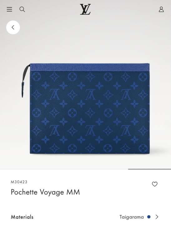 Louis Vuitton Pochette Voyage MM Clutch With Dust Cover & OG Box Blue Flower M30302