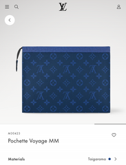 Louis Vuitton Pochette Voyage MM Clutch With Dust Cover & OG Box Blue Flower M30302