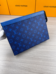 Louis Vuitton Pochette Voyage MM Clutch With Dust Cover & OG Box Blue Flower M30302