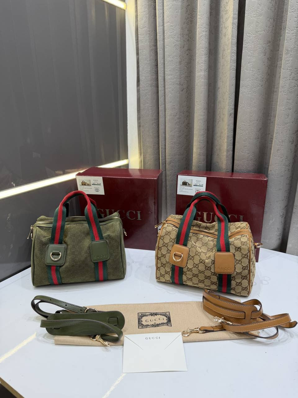 GUCCI GREEN MINI DUFFLE BAG GG MONOGRAM PREMIUM WITH OG BOX