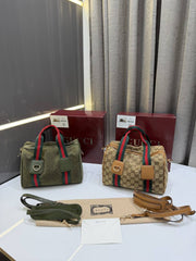 GUCCI GREEN MINI DUFFLE BAG GG MONOGRAM PREMIUM WITH OG BOX