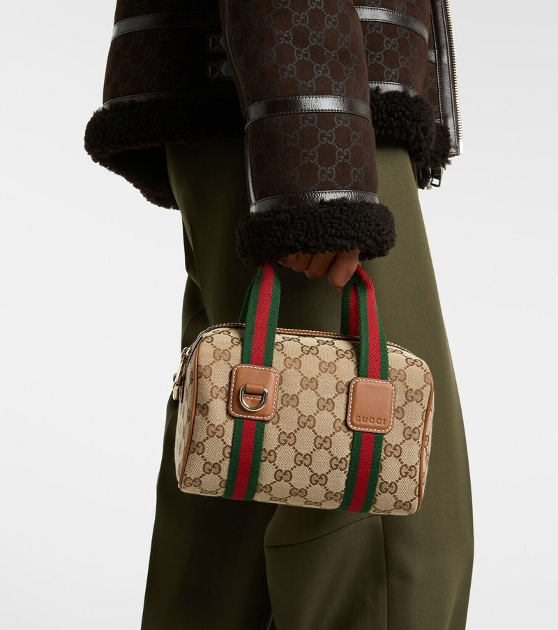 GUCCI BIEGE MINI DUFFLE BAG GG MONOGRAM PREMIUM WITH OG BOX