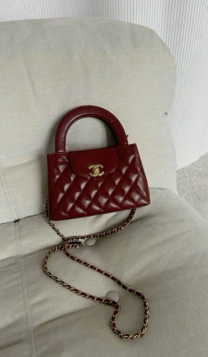 Chanel Mini EKelly Top Handle Red Bag Diamond Quilted CC Turn Bag With OG Box & Dust Cover 7661 Red