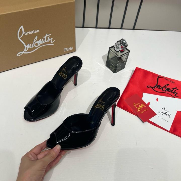 Christian Louboutiin Me Dolly Mules Patent Leather Black With OG Box & Dust Cover W54 Black