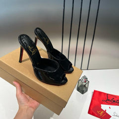 Christian Louboutiin Me Dolly Mules Patent Leather Black With OG Box & Dust Cover W54 Black