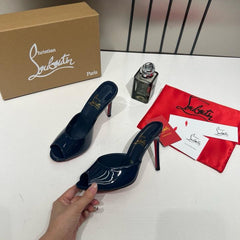 Christian Louboutiin Me Dolly Mules Patent Leather Blue With OG Box & Dust Cover W54 Blue