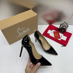 Christian Loubouttin Miss Iriza 10 Black Z Heels Patent With OG Box & Dust Cover NW53