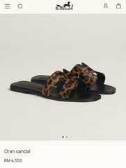 Hermes Paris Oran Leopard Print Flats For Her With OG Box & Carry Bag Slide Brown Black