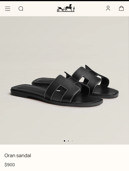 Hermes Paris Oran Black Flats For Her With OG Box & Carry Bag Slide Black