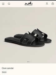 Hermes Paris Oran Black Flats For Her With OG Box & Carry Bag Slide Black