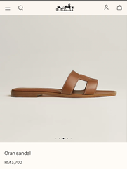 Hermes Paris Oran Brown Flats For Her With OG Box & Carry Bag Slide Brown