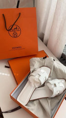Hermes Paris Oran Beige Flats For Her With OG Box & Carry Bag Slide Beige