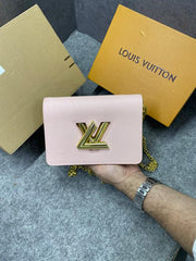 Louis Vuitton Twist MM Bag Crafted Epi Leather Sling Chain Strap With OG Double Dust Cover & Carry Bag Black 43662