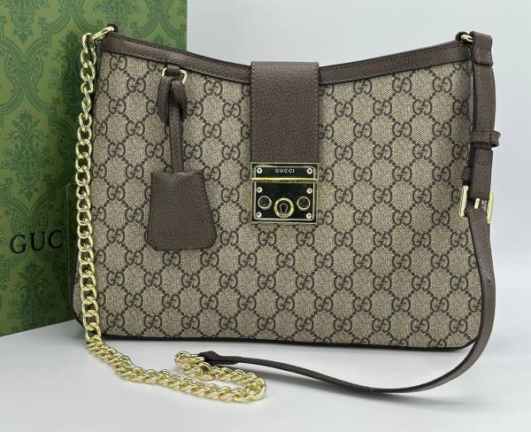 Gucci GG Padlock Medium Shoulder Bag With OG Box & Dust Bag 760688 Khakhi