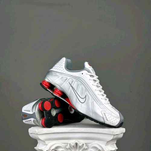 nike Shox R4 Metallic Silver Comet Red