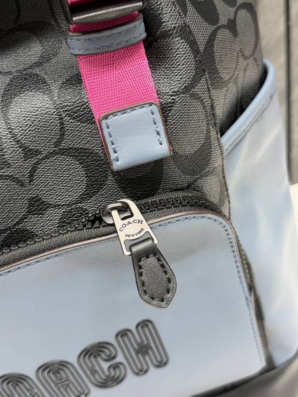 Coach CB 0581 Black Blue Black Track Backpack With DustCover & CarryBag