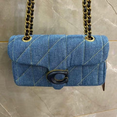 Coach Quilted Denim Tabby Small Shoulder Bag Denim Blue With OG Box & Dust Cover 701 Denim