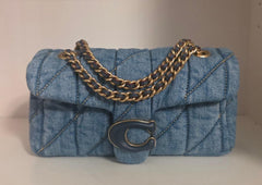 Coach Quilted Denim Tabby Small Shoulder Bag Denim Blue With OG Box & Dust Cover 701 Denim