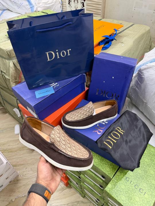 Dior Mens Suede Loafers Brown