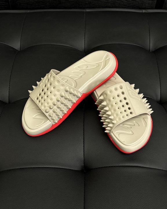 Christian louboutin take it easy slides beige