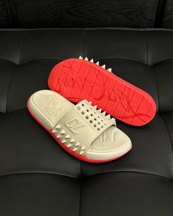 Christian louboutin take it easy slides beige