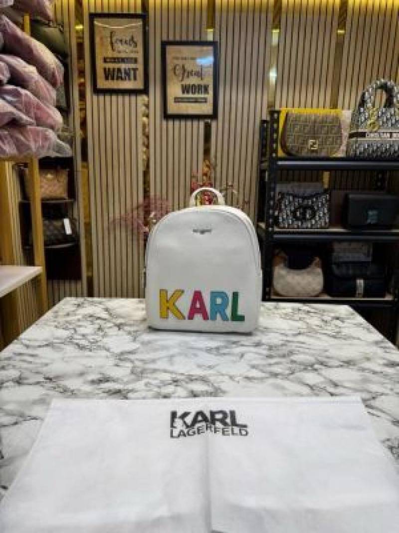 Karl Lagerfeld Paris Premium Quality Backpack With Dust Bag (f-white)