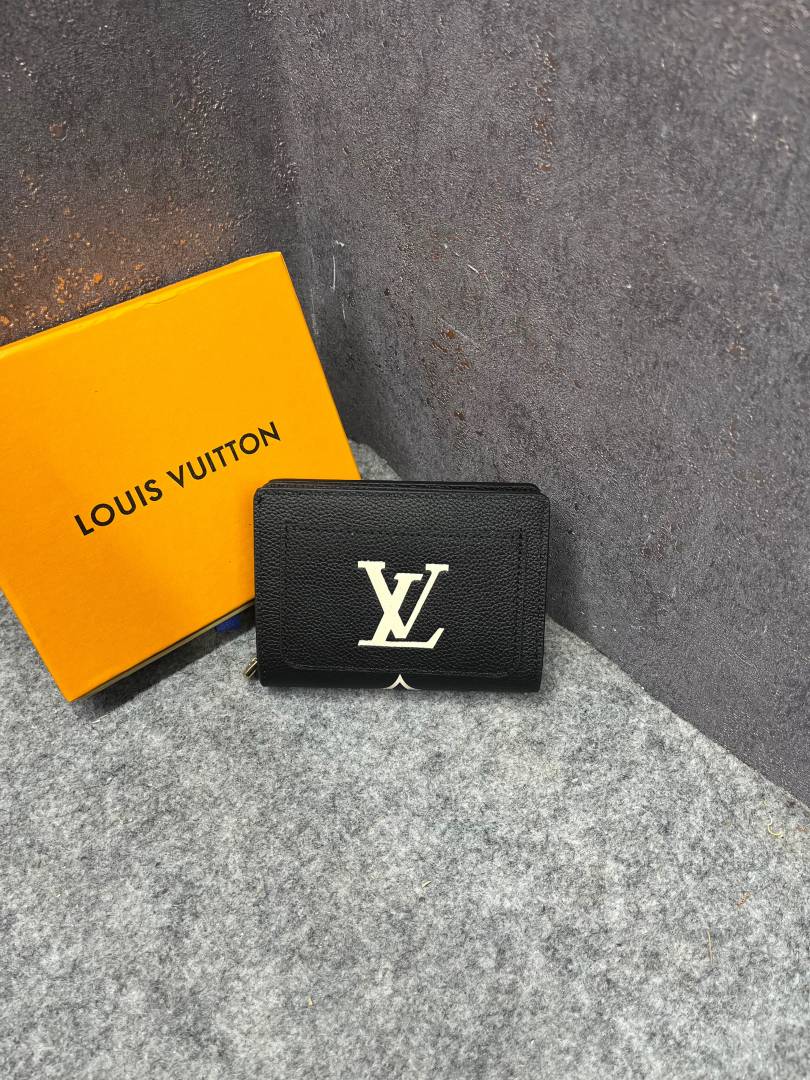 Louiis Vuitton Portefeuille Clea Bifold Black Cream Wallet Monogram Empreinte Tourterelle With OG Box Dust Cover & Carry Bag M80152 Black Silk Screen