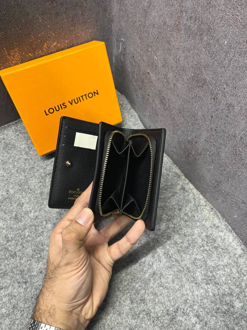Louiis Vuitton Portefeuille Clea Bifold Black Cream Wallet Monogram Empreinte Tourterelle With OG Box Dust Cover & Carry Bag M80152 Black Silk Screen