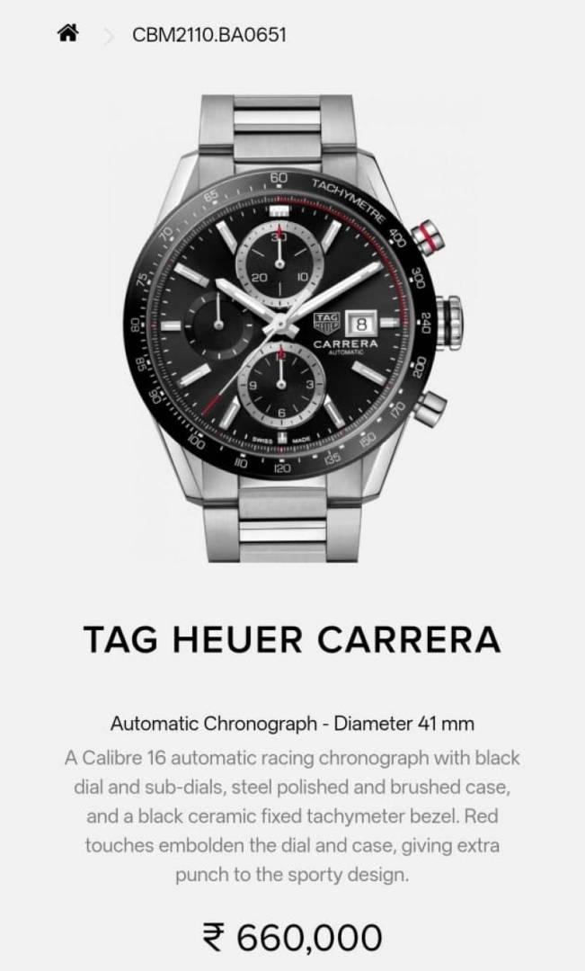 Tag Heuer carrera caliber 17 japan silver Black