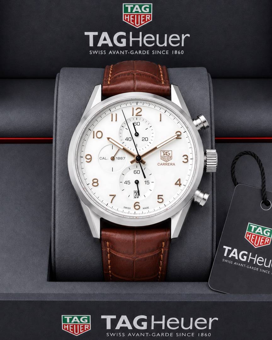 TAG Heuer Carrera Calibre 1887 Automatic Chronograph brown and white
