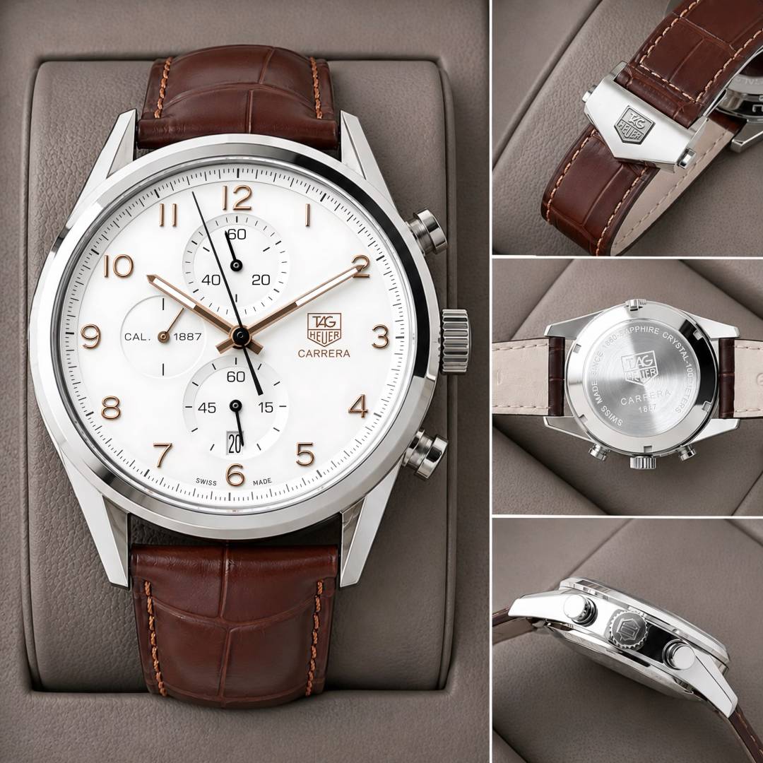 TAG Heuer Carrera Calibre 1887 Automatic Chronograph brown and white