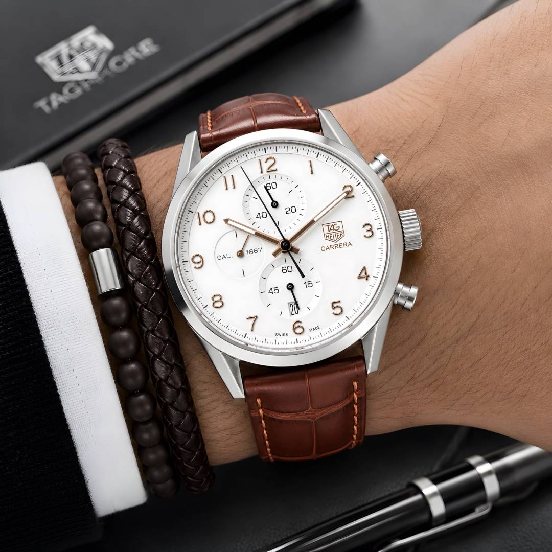 TAG Heuer Carrera Calibre 1887 Chronograph brown and white