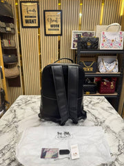 Coach Ethan Black Leather Backpack with Front Zip Pockets & Dust Bag (888)