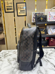 Coach Ethan Black Leather Backpack with Front Zip Pockets & Dust Bag (888)