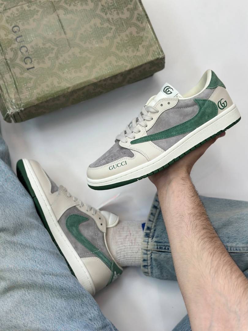 NIKE AIR JORDAN 1 X TRAVIS SCOTT GUCHI GREEN BEIGE