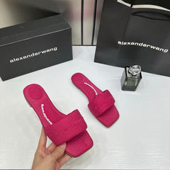 Alexander Wang Flats With OG Box Carry Bag Red 2025-6 Pink
