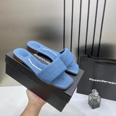 Alexander Wang Flats With OG Box Carry Bag Denim Blue 2025-6 Denim Blue