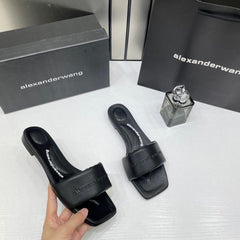 Alexander Wang Flats With OG Box Carry Bag Black 2025-6 Black Leather