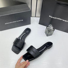 Alexander Wang Flats With OG Box Carry Bag Black 2025-6 Black Leather