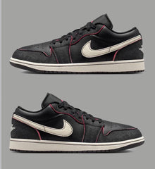 Nike Air Jordan 1 low SE black canvas mens (639)